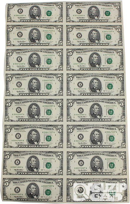 1995년 미국 5달러 16매 연결권 / 미사용품