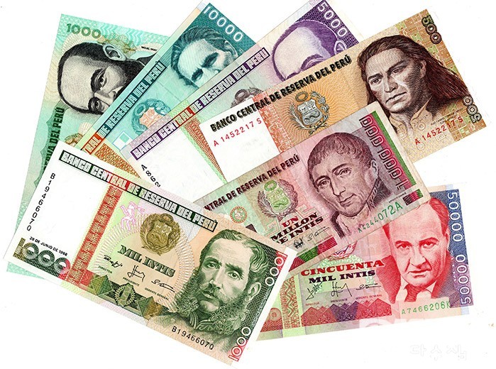 페루 1,000,000인티 외 지폐다수(총 7장) / 보품+, 미사용품