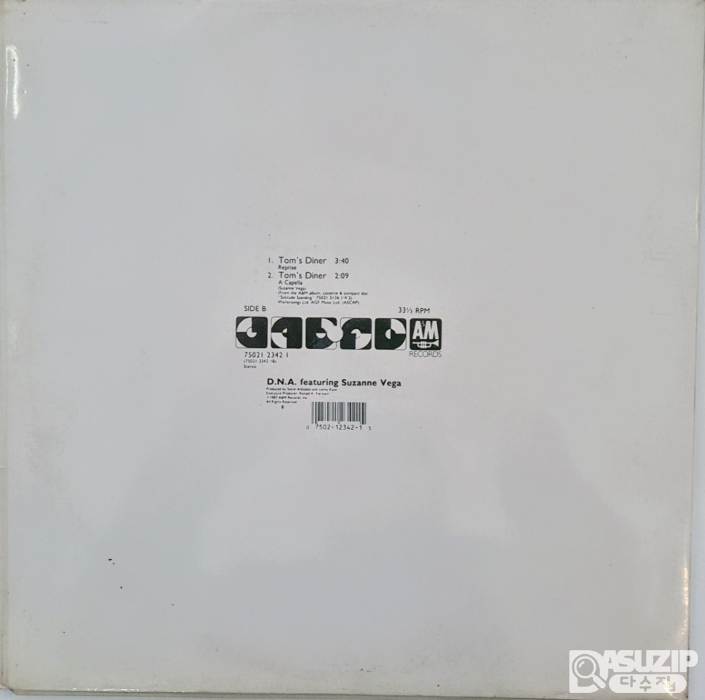 D.N.A. 피처링 수잔 베가(D.N.A. featuring Suzanne Vega)의 싱글 **"Tom's Diner"**의 바이닐(LP)