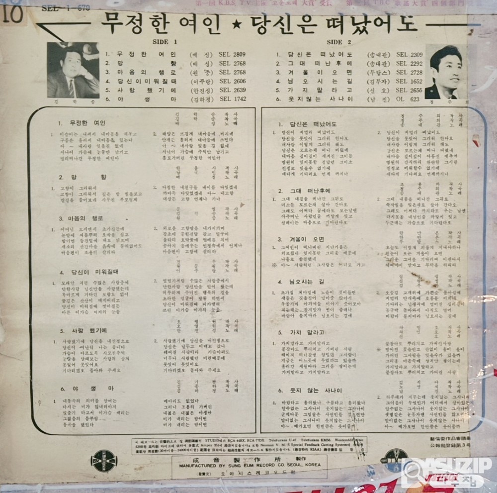 가수 배성(裵成)의 '무정한 여인'과 송대관의 '당신은 떠났어도'를 메인 곡으로 수록한 옴니버스 앨범