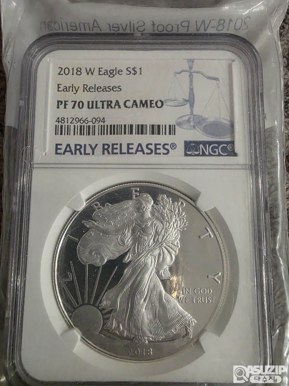 2018-W 아메리칸 실버 이글(American Silver Eagle) 프루프(Proof) 1온스 NGC 70등급