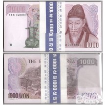 한국은행 나 1000원(2차) 양성기호 '가차바' 74포인트 100장 관봉 다발 / 미사용품