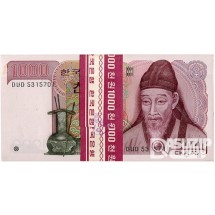 1983년 나 1000원(2차) 양성기호 '다나다 53..' 100장 관봉 다발/ 미사용품