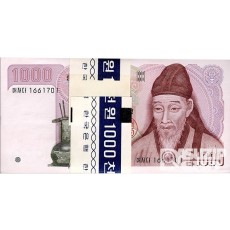 1983년 나 1000원(2차) 음성기호 '버저더 16..' 100장 관봉 다발/ 미사용품