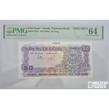 그레이딩 지폐: 귀한 1966년 베트남 50동 견양권 PMG 64등급