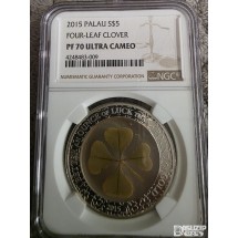 2015 팔라우 네잎클로버 1온스 5달러 은화 NGC 프루프 70등급