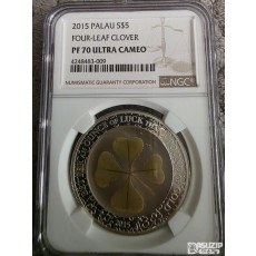 2015 팔라우 네잎클로버 1온스 5달러 은화 NGC 프루프 70등급