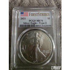 2021년형 아메리칸 실버 이글(American Silver Eagle) 1온스 은화 초판 70등급 초판(First Strike)